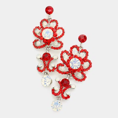 Fashnzfab Victorian Flower Earrings In Red