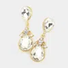 Fashnzfab Victorian Teardrop Crystal Rhinestone Evening Earrings - Gold In Multi