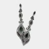 Fashnzfab Victorian Triple Marquise Glass Crystal Evening Earrings - Jet Black, Mint, Opal In Brown