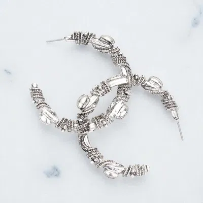 Fashnzfab Vintage Antique Metal Half Hoop Earrings In Multi