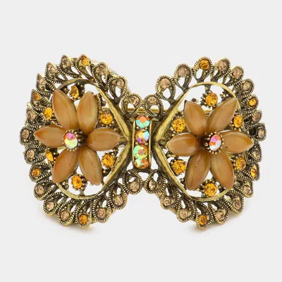 Fashnzfab Vintage Bow Flower Evening Bracelet Brown In Multi