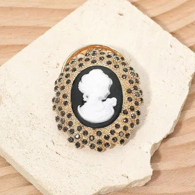 Fashnzfab Vintage Cameo Magnetic Brooch In Gold