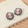 Fashnzfab Vintage Cameo Stud Earrings - Purple In Multi