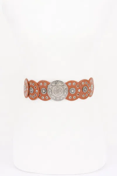 Fashnzfab Vintage Disc Elastic Belt In Multi