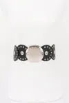 Fashnzfab Vintage Disc Elastic Plus Size Belt In Black