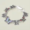 Fashnzfab Vintage Enamel Butterfly Link Magnetic Bracelet Antique Silver, Multi In Multi