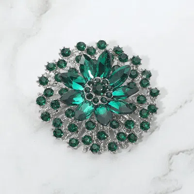 Fashnzfab Vintage Floral Crystal Pin Brooch In Gold