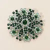 Fashnzfab Vintage Floral Crystal Pin Brooch In Green