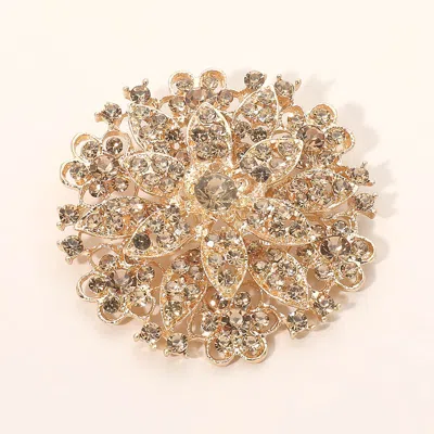 Fashnzfab Vintage Floral Crystal Pin Brooch In Multi