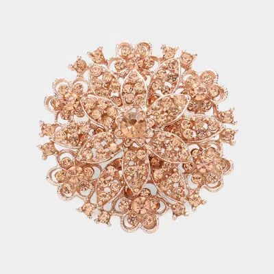 Fashnzfab Vintage Floral Crystal Pin Brooch In Pink
