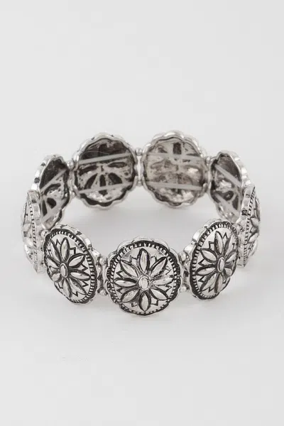 Fashnzfab Vintage Flower Bracelet In Silver