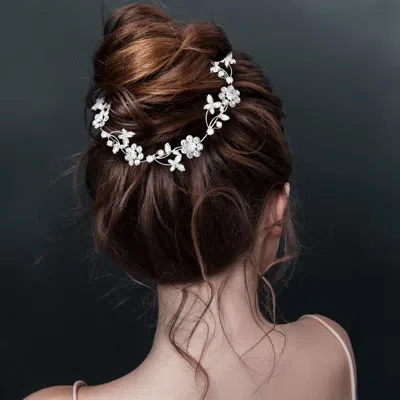 Fashnzfab Vintage Inspired Cz Floral Vine Bun Wrap Headpiece In Multi