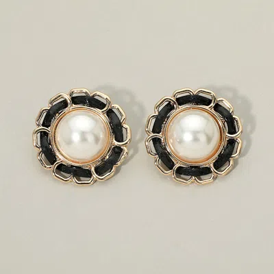 Fashnzfab Vintage Inspired Frame Pearl Stud Earrings In Transparent
