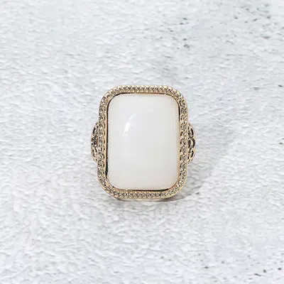 Fashnzfab Vintage Inspired Rectangular Stone Accent Statement Ring In Multi