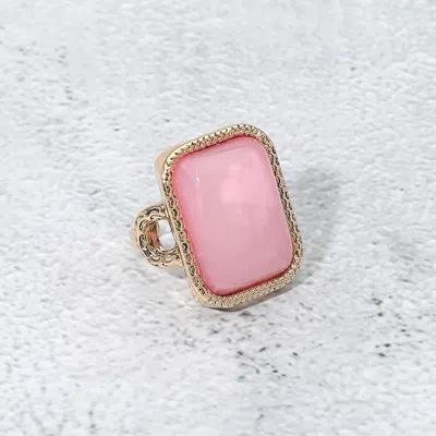 Fashnzfab Vintage Inspired Rectangular Stone Accent Statement Ring In Pink