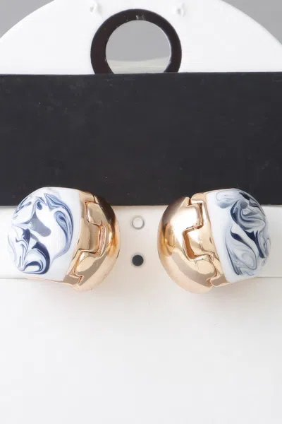 Fashnzfab Vintage Marble Swirl Clasp Earrings In Silver