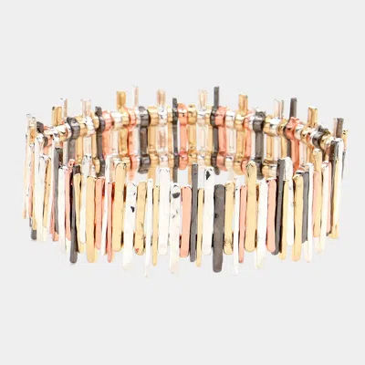 Fashnzfab Vintage Metal Bar Beaded Stretch Bracelet In Multi