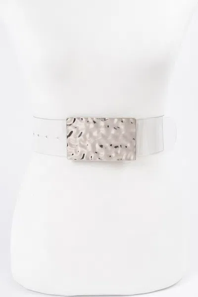 Fashnzfab Vintage Metal Buckle Clear Belt In White