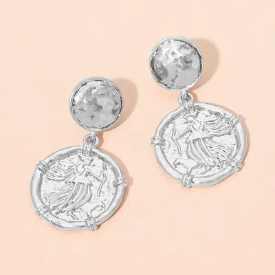 Fashnzfab Vintage Metal Coin Medallion Drop Earrings In Multi