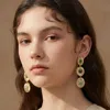 Fashnzfab Vintage Oval Stone Frame Link Drop Statement Earrings In Multi
