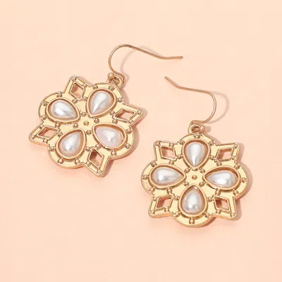 Fashnzfab Vintage Pearl Floral Drop Earrings In Silver