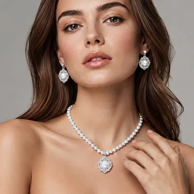 Fashnzfab Vintage Pearl Pendant Necklace In Silver