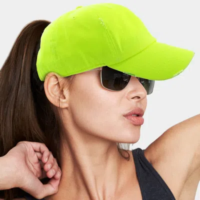 Fashnzfab Vintage Ponytail Baseball Cap In Green