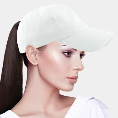 Fashnzfab Vintage Ponytail Baseball Cap In White