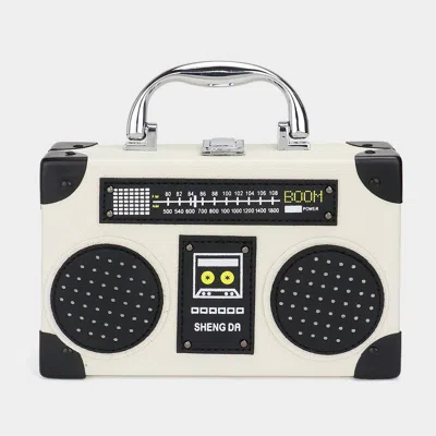 Fashnzfab Vintage Radio Boombox Shape Handbag / Crossbody Bag In White