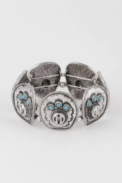 Fashnzfab Vintage Stone Plate Bracelet In Multi