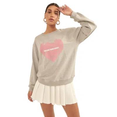 Fashnzfab Vintage-style Heart Graphic Print French Terry Knit Sweatshirt In Grey