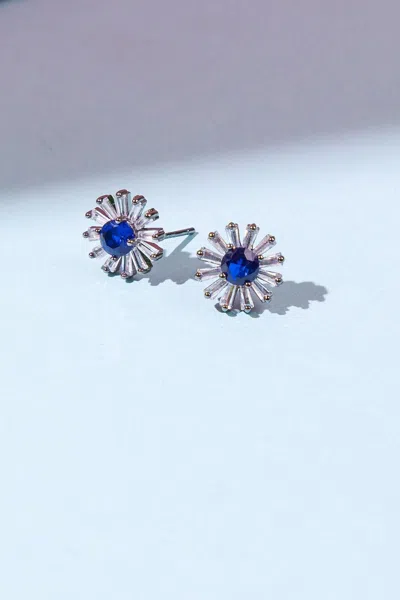 Fashnzfab Vintage Sunflower Earrings In Blue