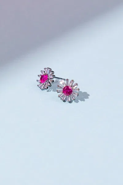 Fashnzfab Vintage Sunflower Earrings In Pink