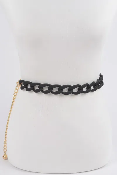 Fashnzfab Vivid Color Chain Belt In Black