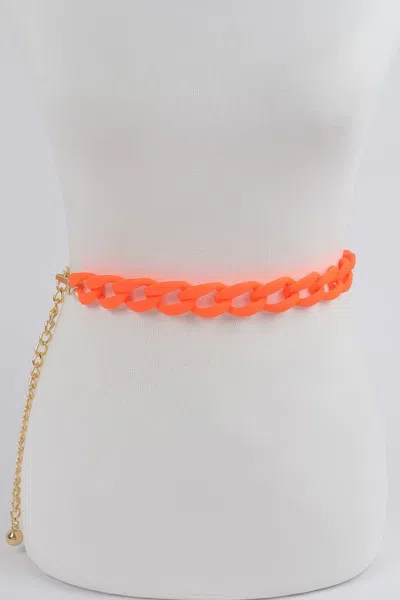 Fashnzfab Vivid Color Chain Belt In Orange