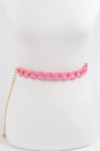 Fashnzfab Vivid Color Chain Belt In Pink