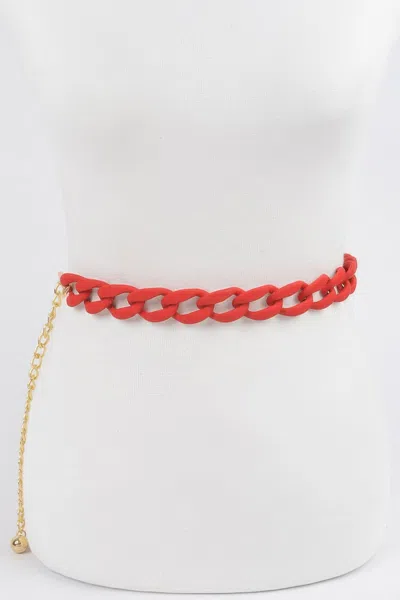Fashnzfab Vivid Color Chain Belt In Red