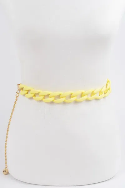 Fashnzfab Vivid Color Chain Belt In Yellow