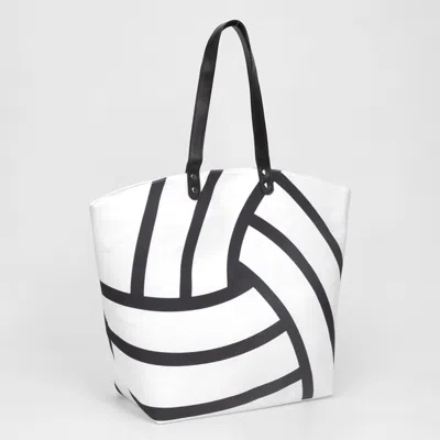 Fashnzfab Volleyball Print Large Shoulder Tote Bag In White