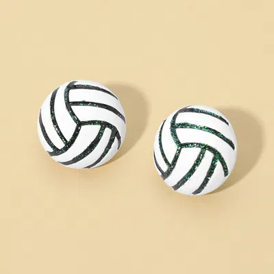 Fashnzfab Volleyball Stud Earrings White