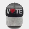 Fashnzfab Vote Message Rhinestone Embellished Baseball Cap In Multi