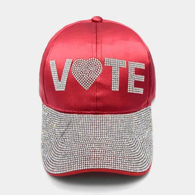 Fashnzfab Vote Message Rhinestone Embellished Baseball Cap In Multi