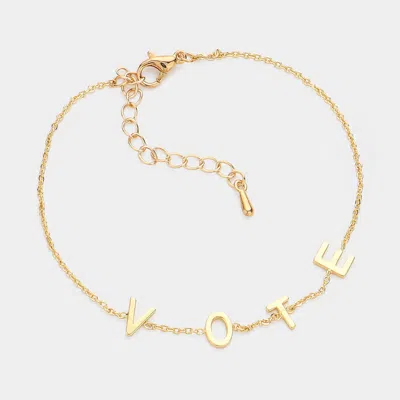 Fashnzfab Vote Metal Plate Message Bracelet Gold