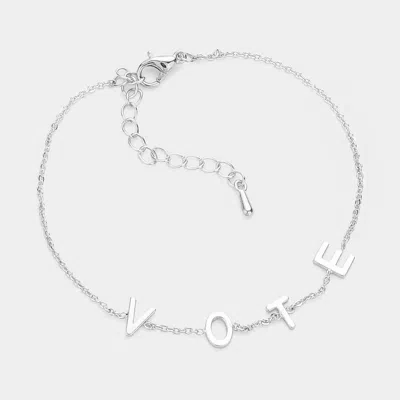Fashnzfab Vote Metal Plate Message Bracelet Rhodium In Multi