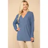 Fashnzfab Waffle Knit And Woven Print Mixed Hi Low Flowy Tunic Top In Multi