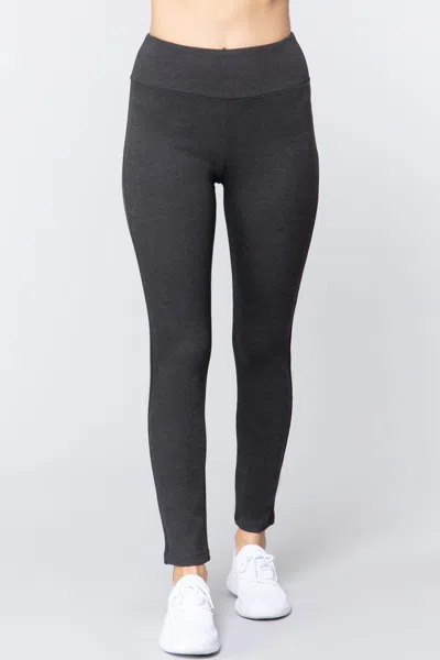 Fashnzfab Waist Band Long Ponte Pants In Grey