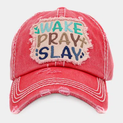 Fashnzfab Wake Play Slay Vintage Baseball Cap In Pink