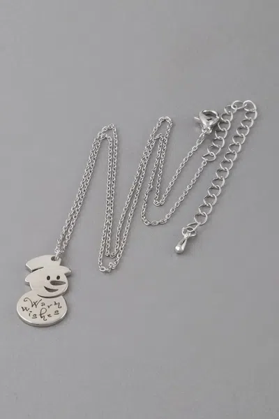 Fashnzfab Warm Wishes Snowman Necklace In Silver
