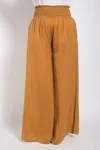 Fashnzfab Washed Satin Wide Pants With Waist Smocked