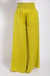 Fashnzfab Washed Satin Wide Pants With Waist Smocked